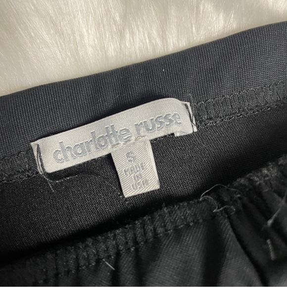 Charlotte Russe Womens Wrap Twist Midi Skirt Black Stretch Ruched Pleated Size S - Picture 2 of 4